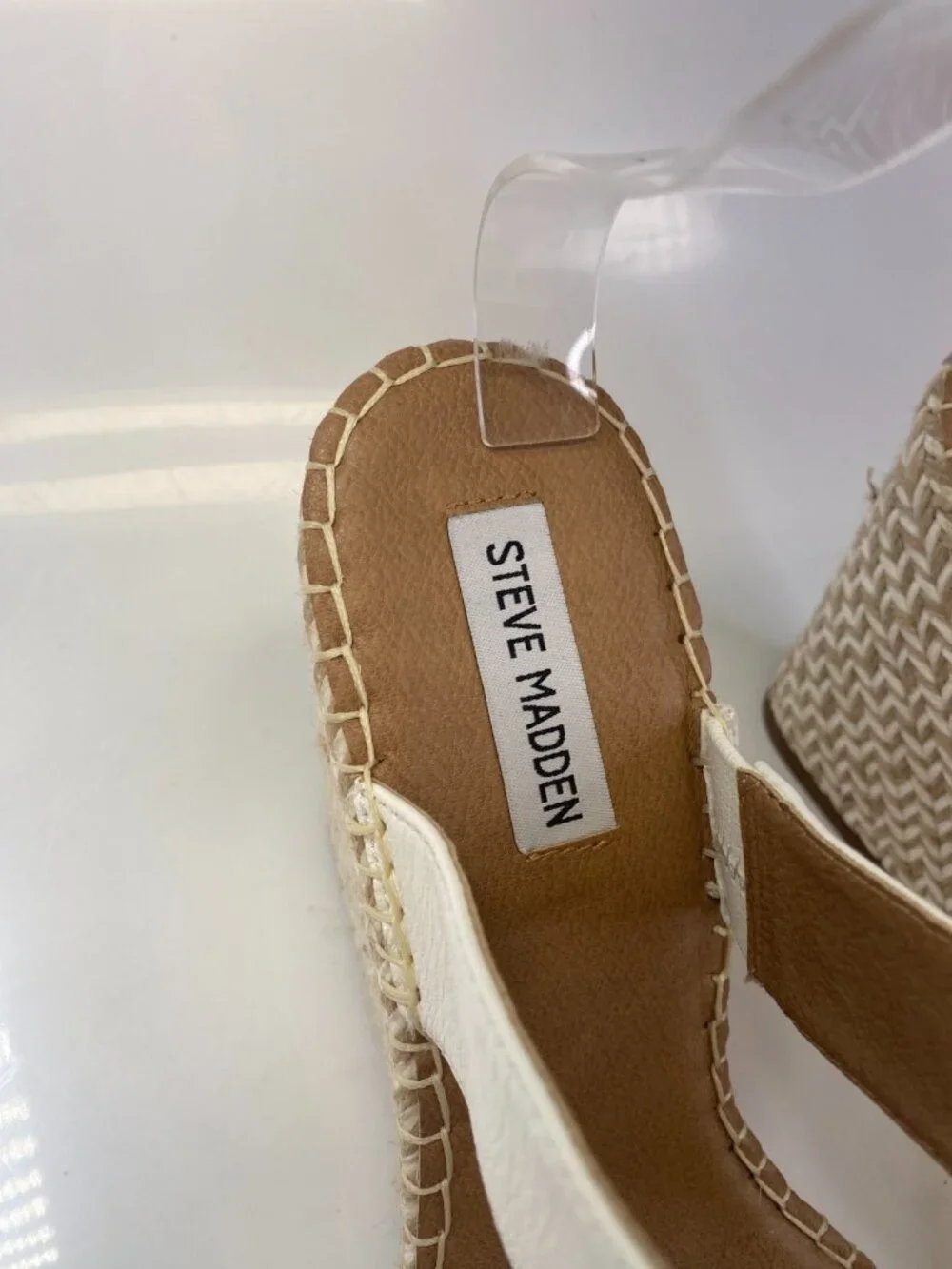Steve Madden Imply White Espadrille Wedge Strap Sandal Sz 11